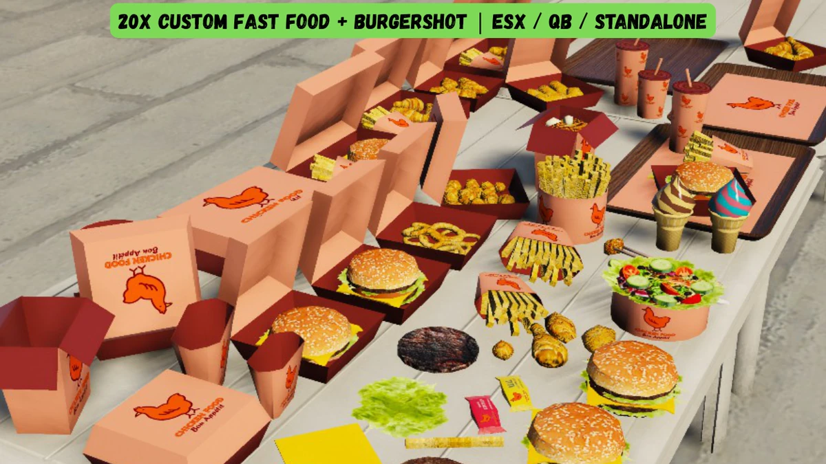20x Custom Fast Food + BurgerShot | ESX / QB / Standalone